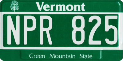 VT license plate NPR825