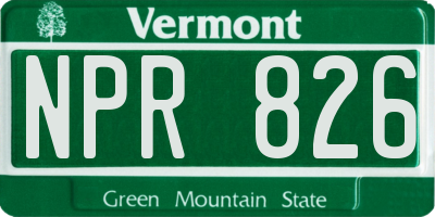 VT license plate NPR826