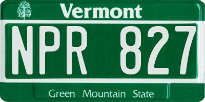 VT license plate NPR827