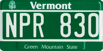 VT license plate NPR830