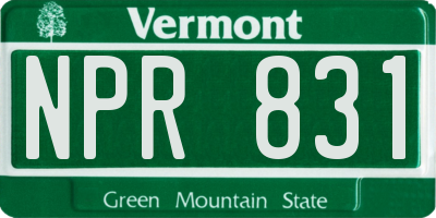 VT license plate NPR831