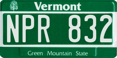 VT license plate NPR832