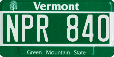VT license plate NPR840