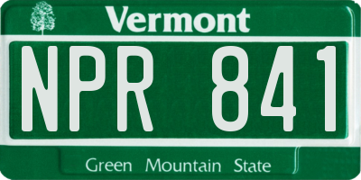 VT license plate NPR841