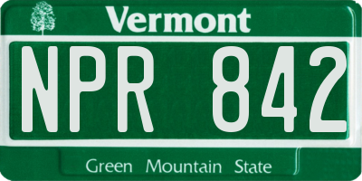 VT license plate NPR842
