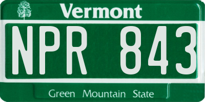VT license plate NPR843