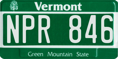 VT license plate NPR846