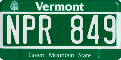VT license plate NPR849