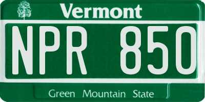 VT license plate NPR850