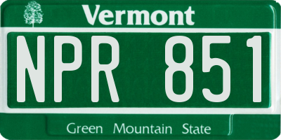 VT license plate NPR851