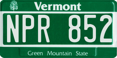 VT license plate NPR852