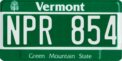 VT license plate NPR854