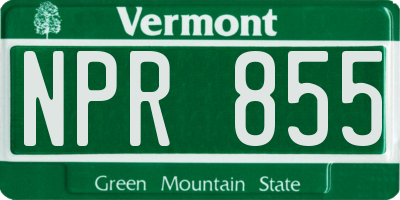 VT license plate NPR855