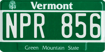 VT license plate NPR856