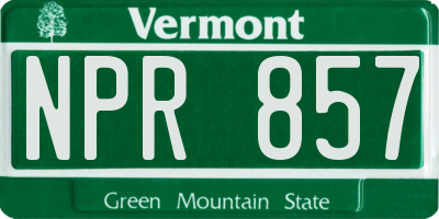 VT license plate NPR857