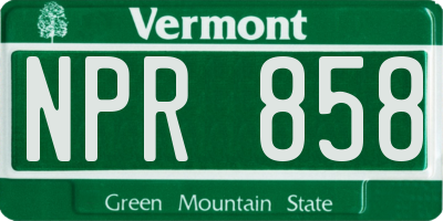 VT license plate NPR858