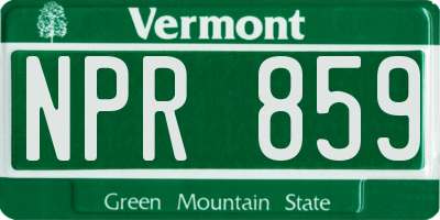 VT license plate NPR859