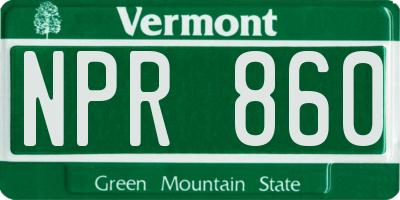 VT license plate NPR860