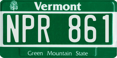 VT license plate NPR861