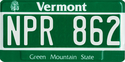 VT license plate NPR862