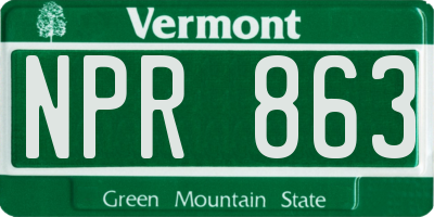 VT license plate NPR863