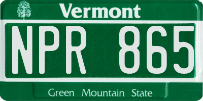 VT license plate NPR865