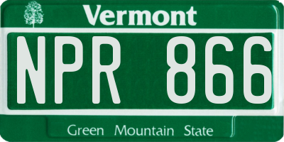 VT license plate NPR866