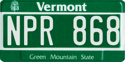 VT license plate NPR868