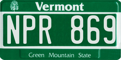 VT license plate NPR869