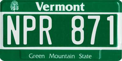 VT license plate NPR871