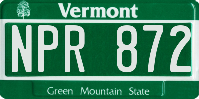 VT license plate NPR872