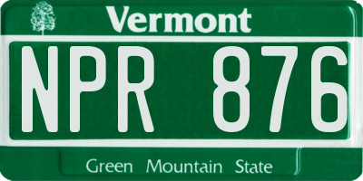 VT license plate NPR876