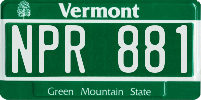 VT license plate NPR881