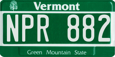 VT license plate NPR882
