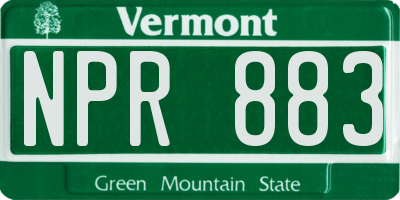 VT license plate NPR883