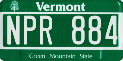 VT license plate NPR884
