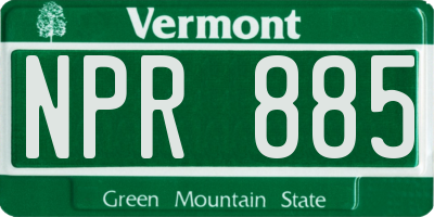 VT license plate NPR885