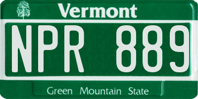 VT license plate NPR889