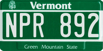 VT license plate NPR892