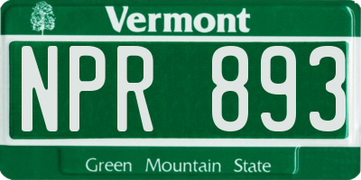 VT license plate NPR893