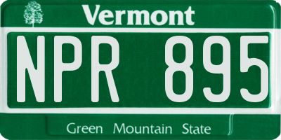 VT license plate NPR895