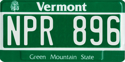VT license plate NPR896