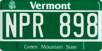 VT license plate NPR898
