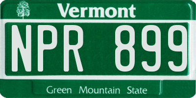 VT license plate NPR899