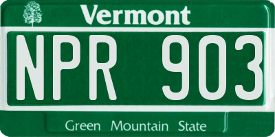 VT license plate NPR903
