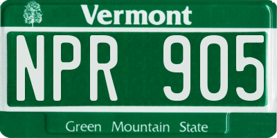VT license plate NPR905