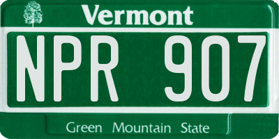 VT license plate NPR907