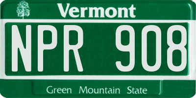 VT license plate NPR908