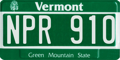 VT license plate NPR910