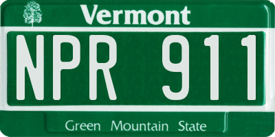 VT license plate NPR911